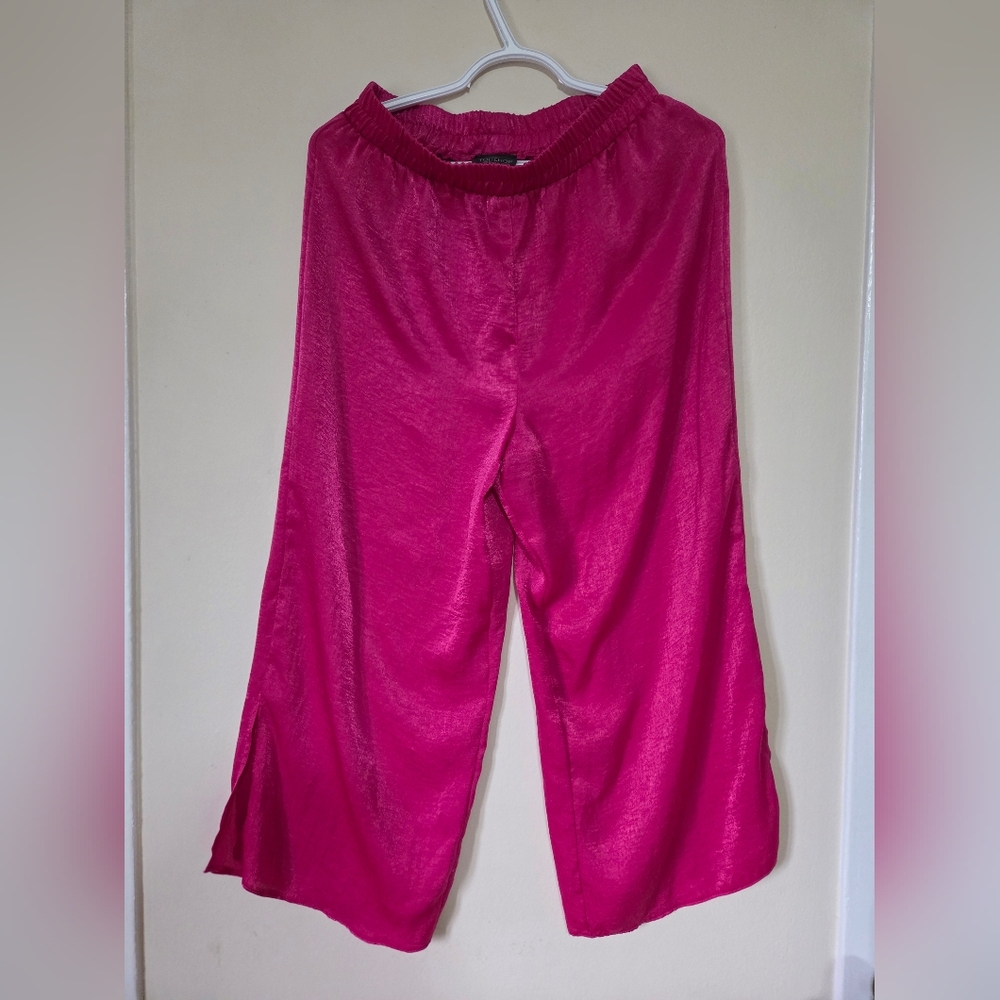 Topshop Vibrant Pink Silk Crop Pants